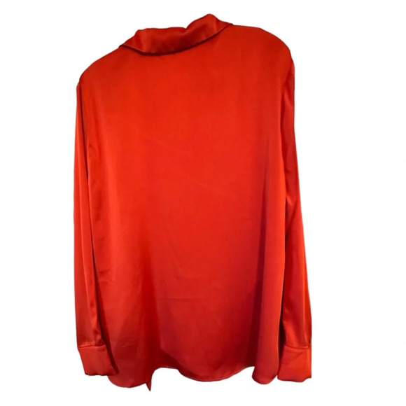 NWT Women’s Plus Sized Satin Wrap Blouse Women's Long Sleeve Elegant Tie Waist - Picture 4 of 8